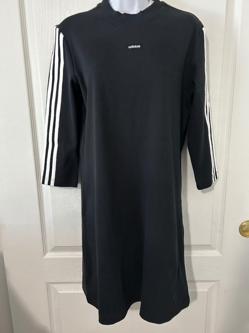 Dress Black Adidas NWT Three Stripe Classic Sporty Athleisure